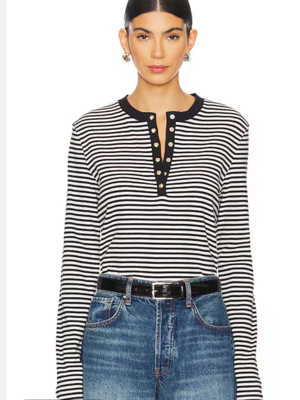 Anine Bing Alessia Stripe long sleeve tee